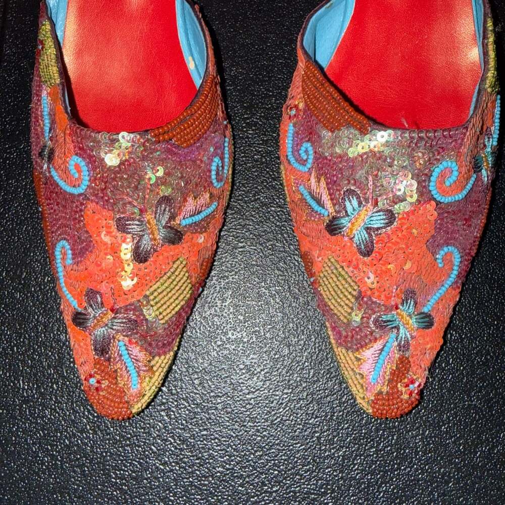 Very Vintage Bradley Levin style y2k Beaded Sequin Heels Mules size 37